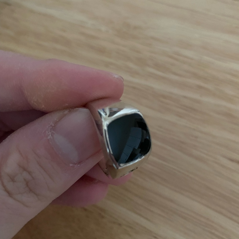 David Yurman Exotic Black Stone Signet Ring Mens Size 9